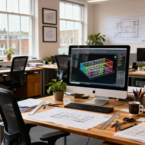 Realistic UK Architectural Office with BIM Plan
