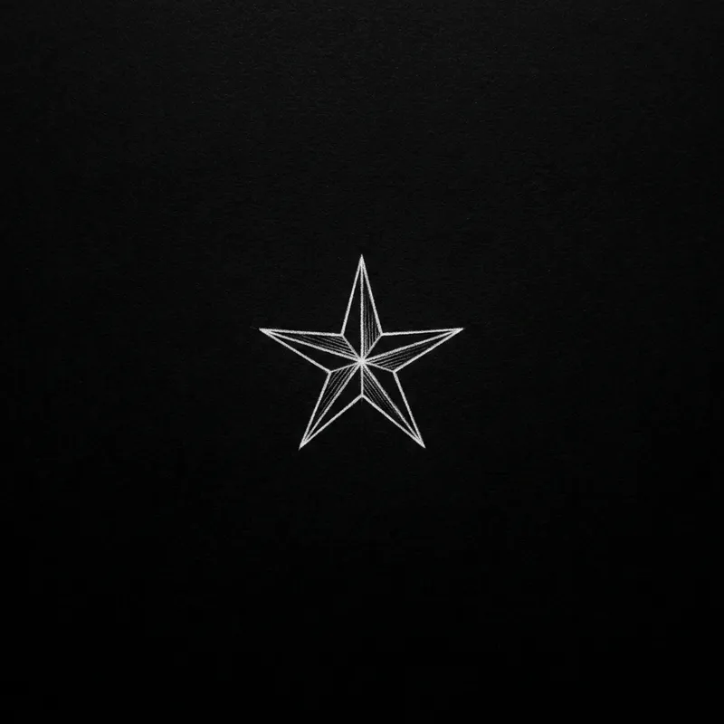 White Star on Black Background - Pencil Drawing Art White Star on Black Background - Pencil Drawing Art