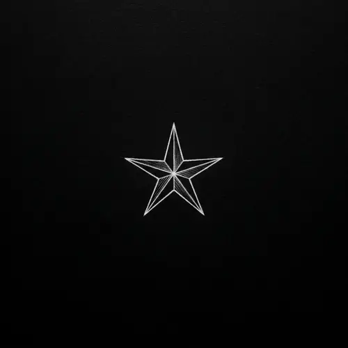 White Star on Black Background - Pencil Drawing Art