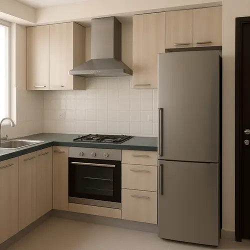 Stylish Modular Kitchen with Refrigerator