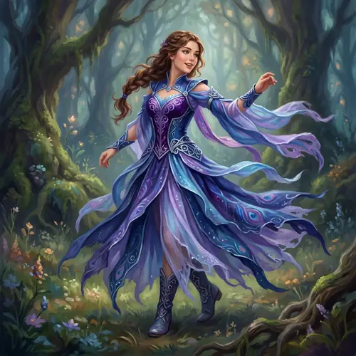 Breathtaking Fantasy Girl in Blue Costume