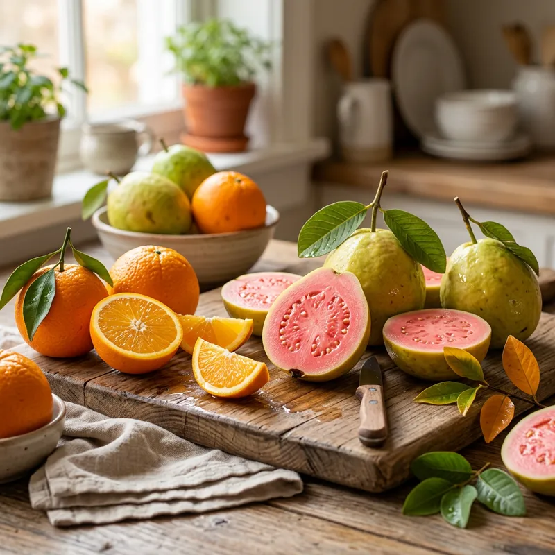 Fresh Guava and Oranges: A Citrus Delight Fresh Guava and Oranges: A Citrus Delight
