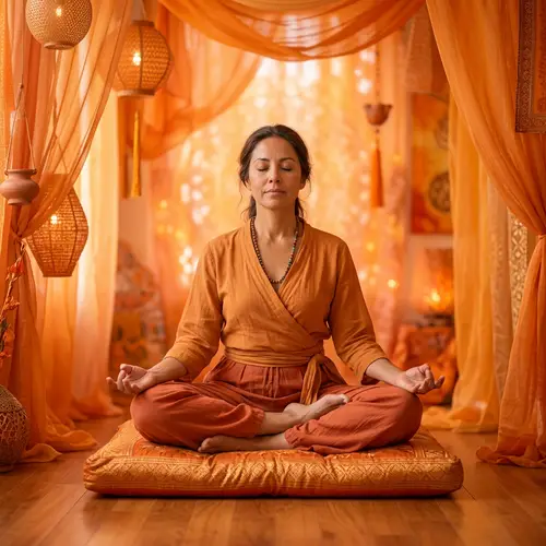 Hispanic Woman Meditating in Padasana Pose