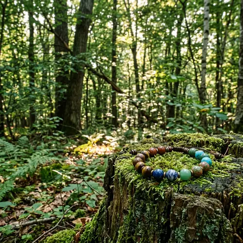 Natural Stone Bracelet in a Serene Forest