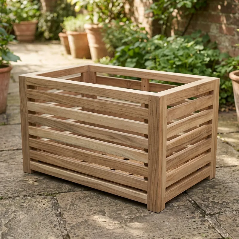 Beautiful Handcrafted Medium Slatted Planter - Perfect for Gardening & Decor