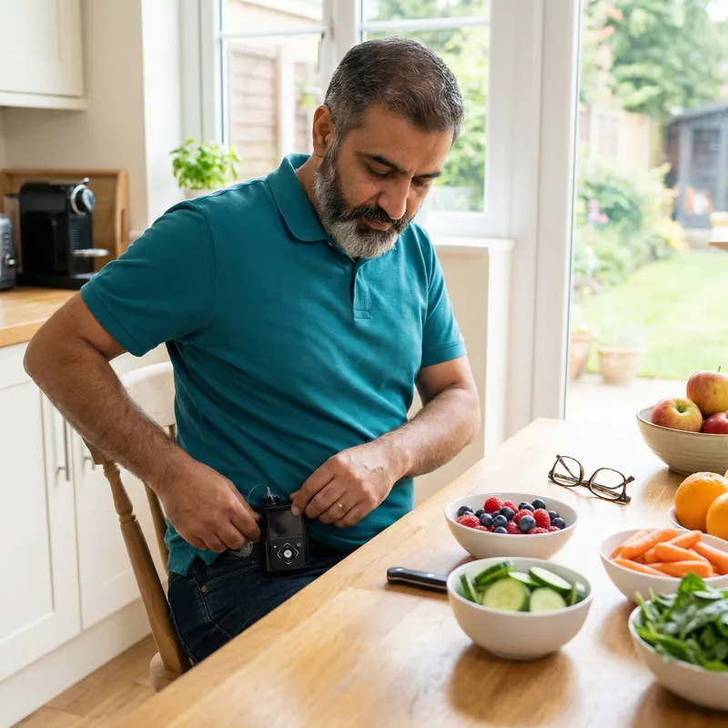 Middle-Eastern Adult Male Managing Type 1 Diabetes with Modern Insulin Pump