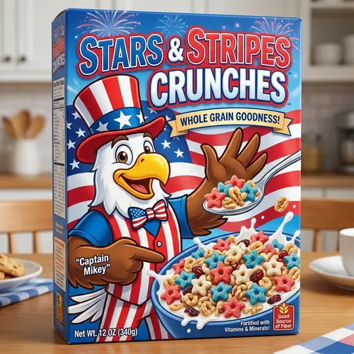 Patriotic Cereal Box Mascot Design