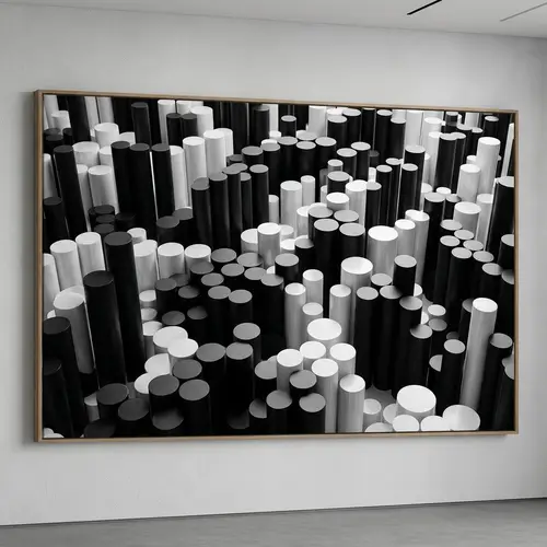 Abstract Black and White Cylinders Art Canvas | Study of Contrasts