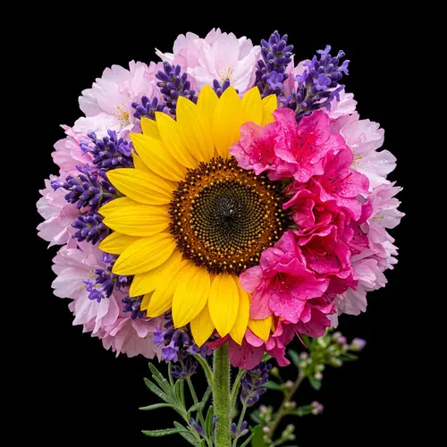 Vivid Chimera Flower - Cherry Blossom, Lavender, Sunflower & Azalea Mix