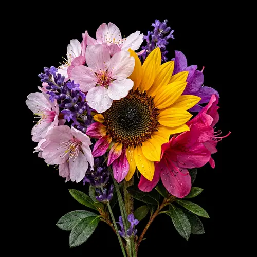 Chimera Flower: Cherry Blossom, Lavender, Sunflower & Azalea in Spectrum of Colors