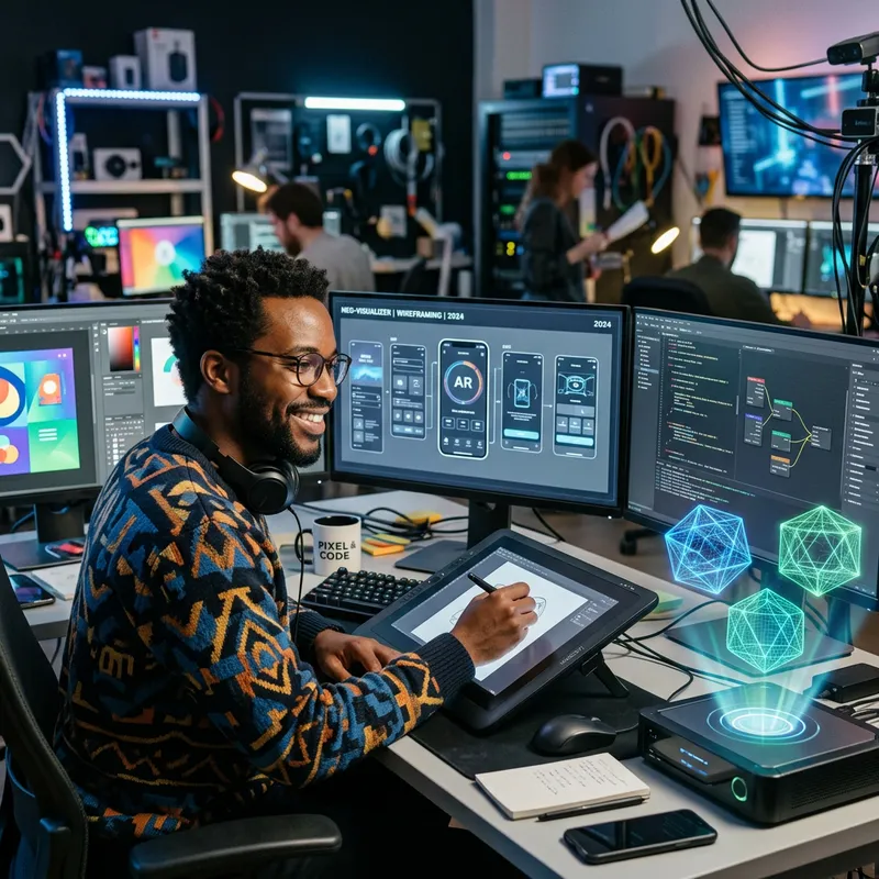 Portrait of Hardworking Black Employee at Digital Design Lab