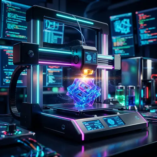 Futuristic 3D Printer Creating Virtual Object | Technology & Innovation