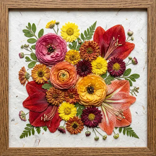 Vibrant Pressed Flower Arrangement | Botanical Photography