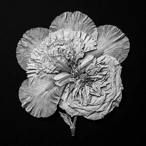 Unique Monochrome Botanical Photograph - Detailed Pressed Flower