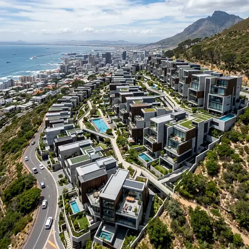 Modern Housing Complex on Hillside | Architectural Marvel