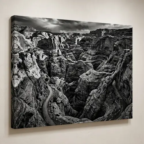 Monochrome Labyrinth-Inspired Canvas Print | Depth & Detail