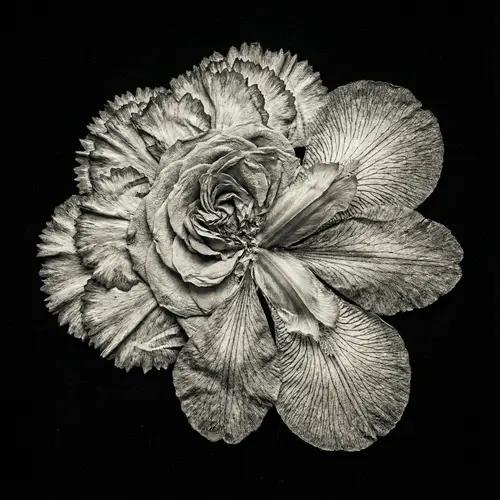 Detailed Monochrome Flower Photo | HDR Quality on Black Background