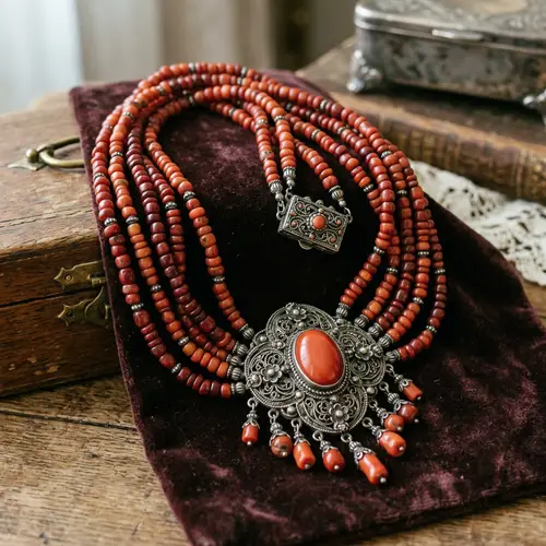 Natural Coral Vintage Style Necklace