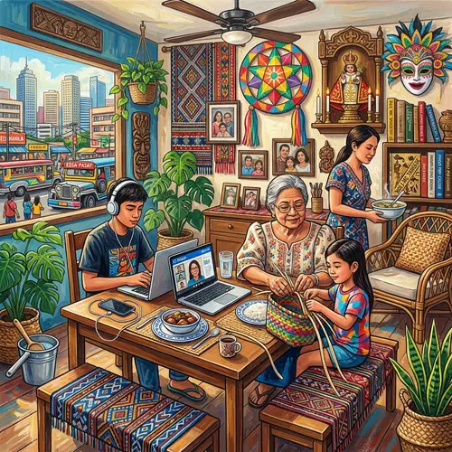 Contemporary Filipino Culture Artwork with Traditional and Modern Elements