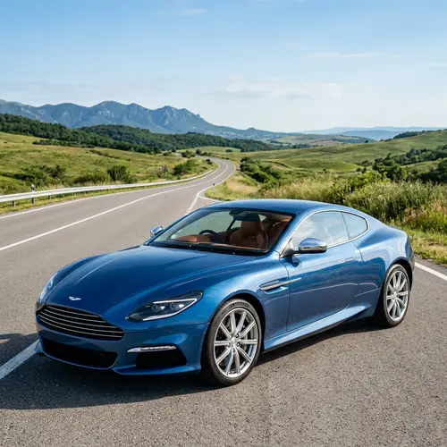 Sleek Blue Car in Scenic Landscape | Luxury Automobile Photography