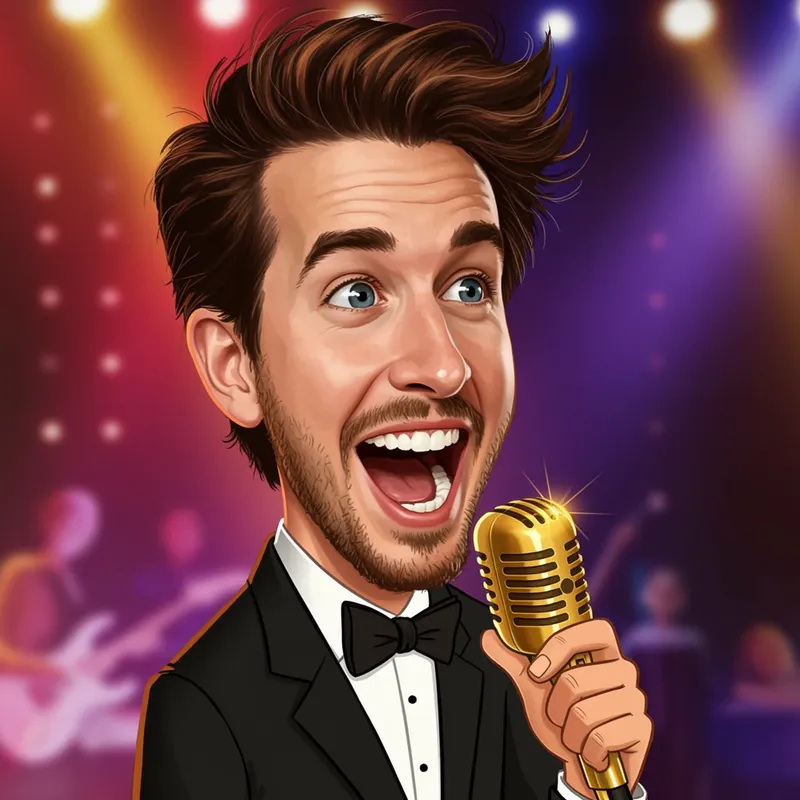 Animated Singer Photo with Microphone