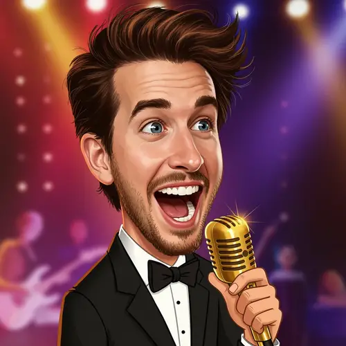 Animated Singer Photo with Microphone