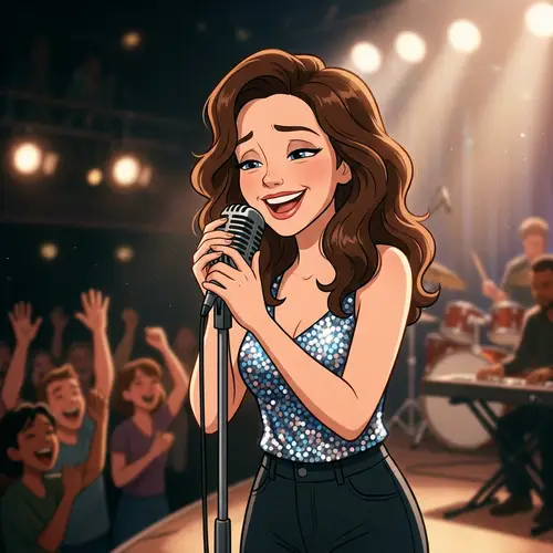 Animated Singer Photo with Microphone