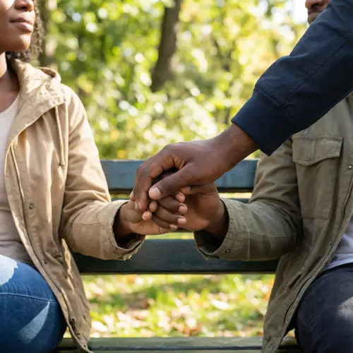Romantic Black Couple Holding Hands