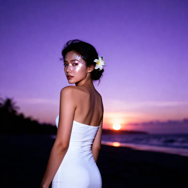Glowing Beach Photo at Sunset