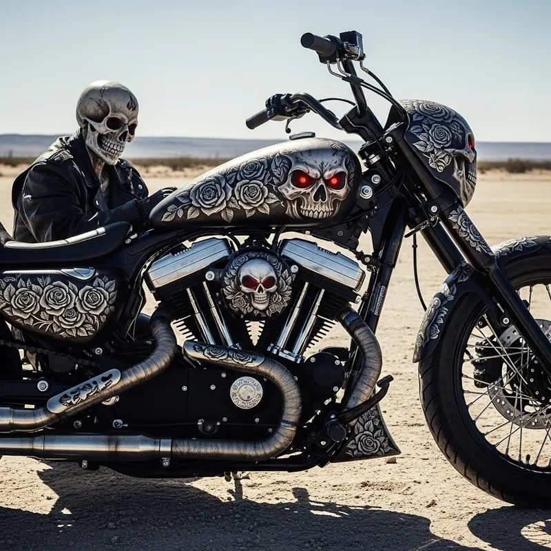 Skull Roses Motorcycle Artwork