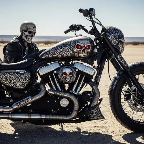 Skull Roses Motorcycle Artwork