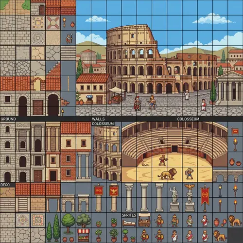 Ancient Rome PixelArt Tileset for Games