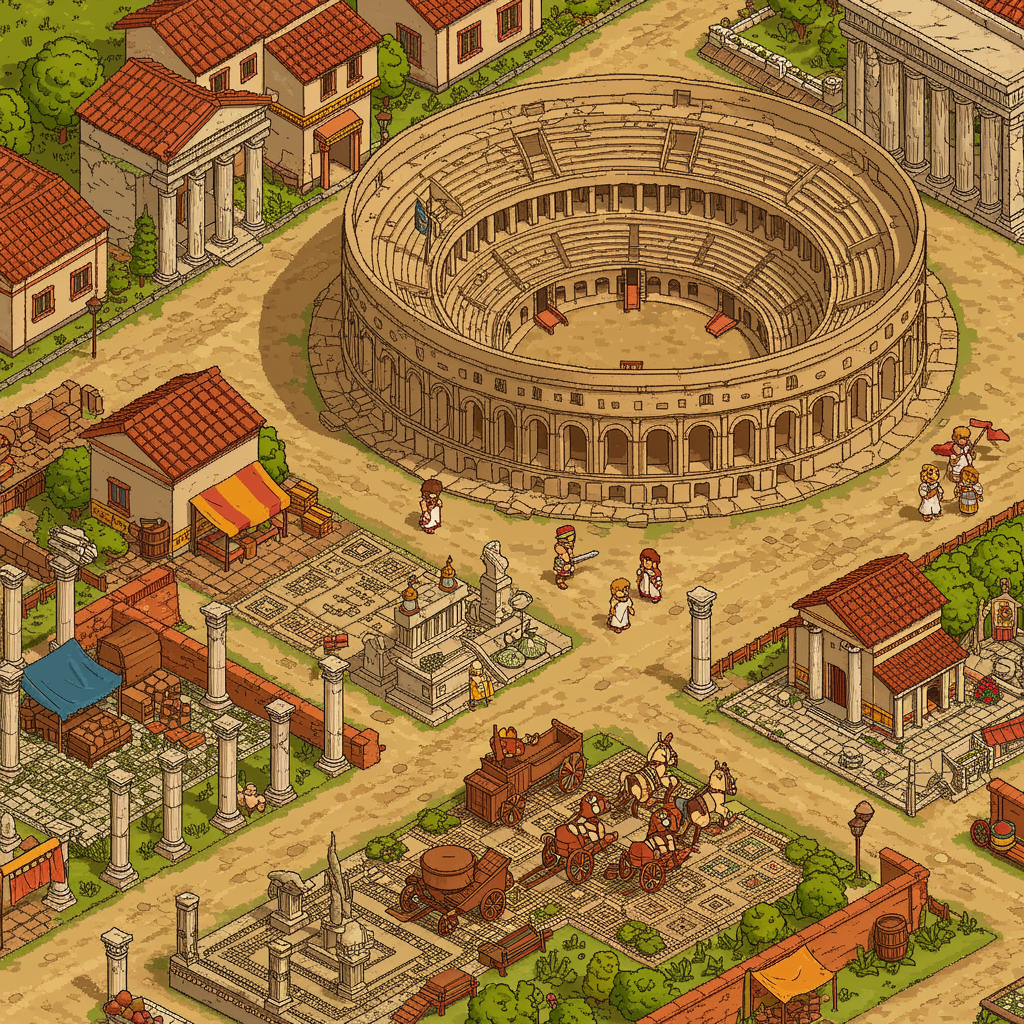 Ancient Rome PixelArt Tileset for Games | AI Art Generator | Easy-Peasy.AI, image size:1024x1024