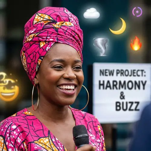 Elegant Black Woman in Pink Outfit with Gold Earrings | New Song Project