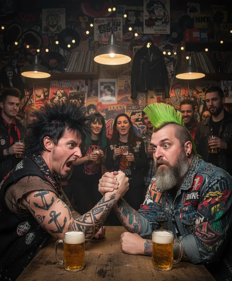 Punk Culture Arm-Wrestling Showdown at Cervecería