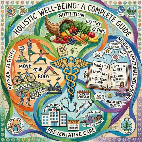 Well-being Collage Art: Fitness, Nutrition & Health Elements