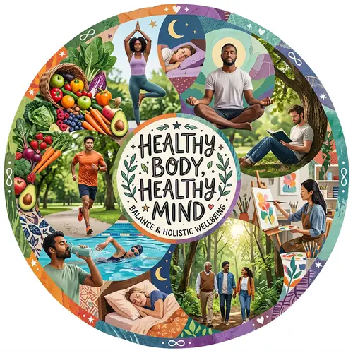 Holistic Wellbeing Collage: Healthy Body Healthy Mind Art