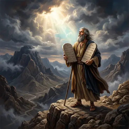 Moses on Mount Sinai: Reverent Artistic Depiction