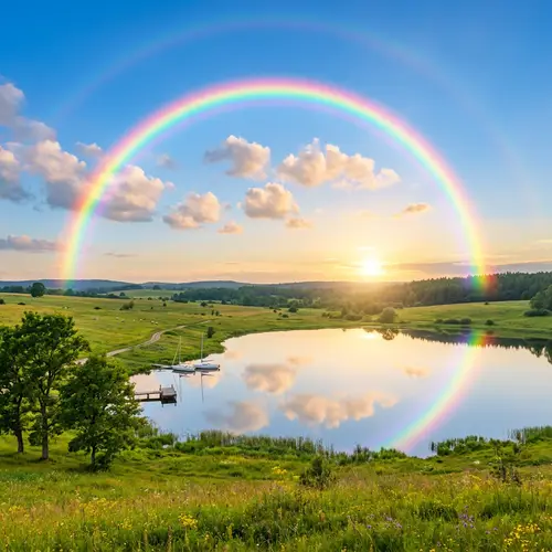 Vibrant Rainbow in Serene Sky - Beautiful Nature Scene