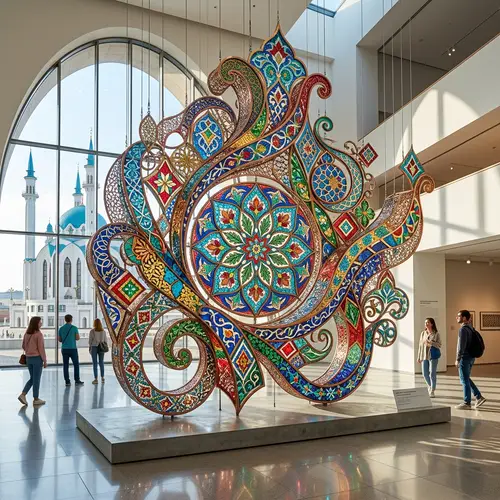 Tatar Ornament Art: Geometric Patterns, Flourishing Lines, Vibrant Colors