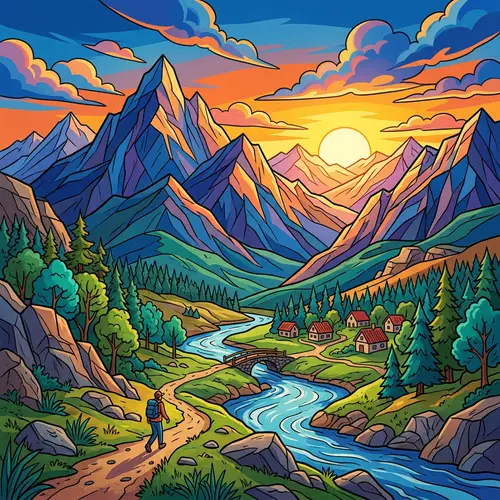 Beautifully Drawn Scene with Clear Lines and Vibrant Colors