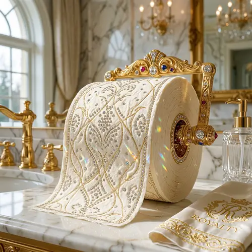 Luxury Toilet Paper with Diamonds and Gold | Exquisite Bathroom Accessory