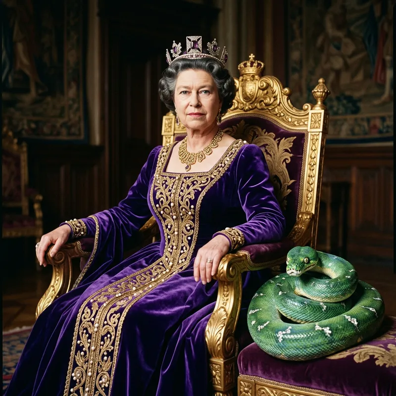 Regal Queen and Majestic Snake - Serene Authority Display