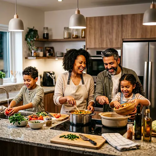 Cheerful Family Cooking in a Modern Kitchen