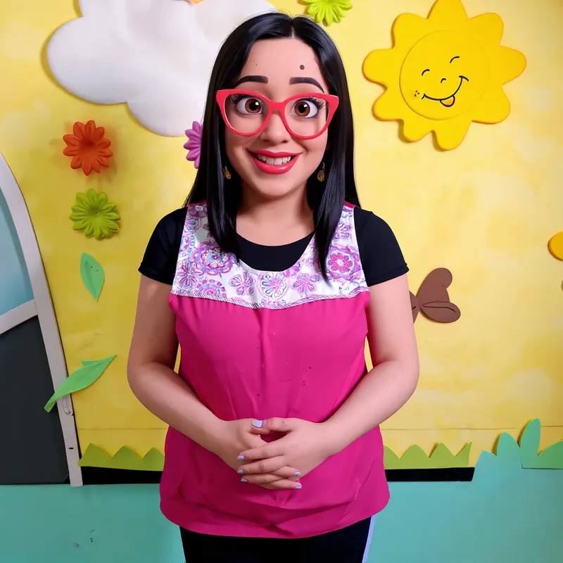 Joyful Pixar-Style Woman Illustration in 3D