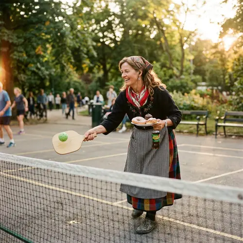 Danish Woman in Traditional Attire Enjoying Park Activities