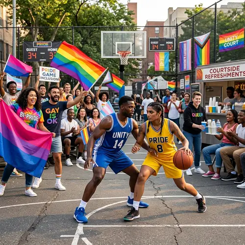 Diverse LGBTQ+ Community Celebrates Outdoor Basketball Game