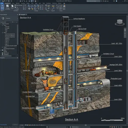 3D Mine Cross-Section Model for BIM Design