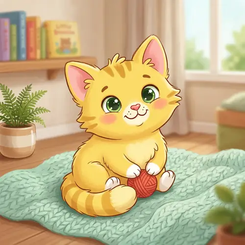 Cute Yellow Cartoon Cat – Adorable Art