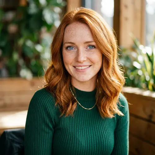 25-Year-Old Redhead with Blue Eyes & Freckles